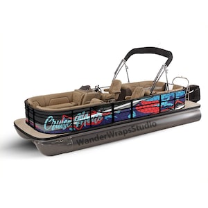 Pontoon Boat Wrap Decal: Cruise Mode Vinyl Graphic Kit