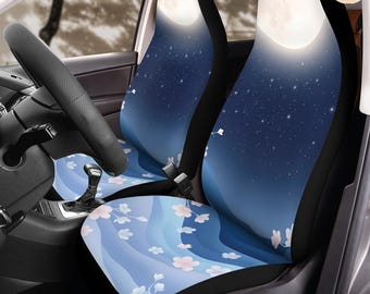 Fundas para asientos de coche Moonlit Sakura Dream (2 piezas): Juego de protectores de forro polar con estampado floral