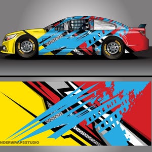 Race Car Livery Wrap Design: Street Racer Editable Colors (EPS, PDF Format Digital Download
