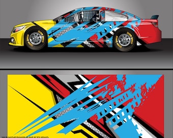 Design de envoltório de pintura de carro de corrida: cores editáveis de corrida de rua (EPS, formato PDF para download digital)