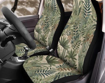 Green Wildflowers Car Seat Covers (2Pcs): Floral Polar Fleece Protector Set