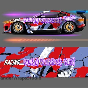 Race Car Livery Wrap Design: Editable Colors (EPS, PDF Format)