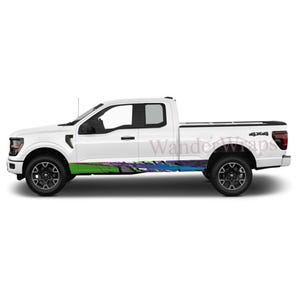 Racing Stripe Paint Purple Rocker Panel Graphic Decal Kit (Left Right Sides) High Quality Vinyl for Trucks & SUVs