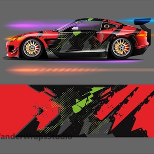 Race Car Livery Wrap Design: Martini Spirit Editable Colors (EPS, PDF Format Digital Download