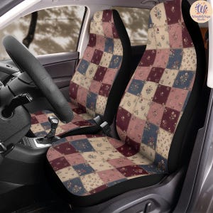 Vintage Patchwork Garden Car Seat Covers (2Pcs): Floral Polar Fleece Protector Set