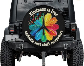 Kindness Is Free Spare Tire Cover – Waterproof UV Resistant Protector with Camera Hole
