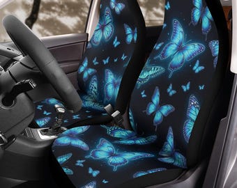 Midnight Bloom Celestial Garden Car Seat Covers (2Pcs): Floral Polar Fleece Protector Set