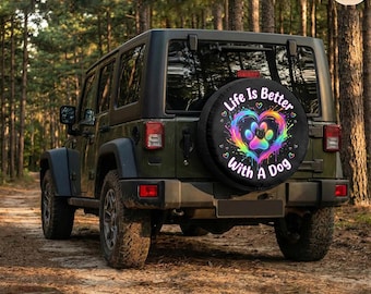 Life Is Better With A Dog Spare Tire Cover – Retro Waterproof Protector