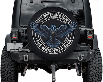Raven They Whispered Spare Tire Cover – Waterproof UV Resistant Protector with Camera Hole