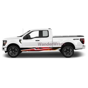 Red Orange Rocker Panel Decal Kit: Truck & SUV Graphics