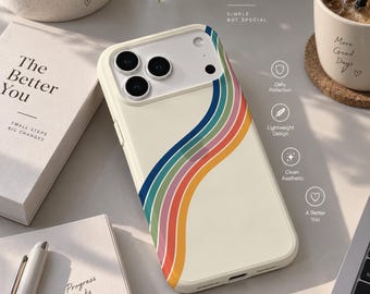 Retro Rainbow Flow iPhone Case, Phone Cover, Dual Layer Protective Case
