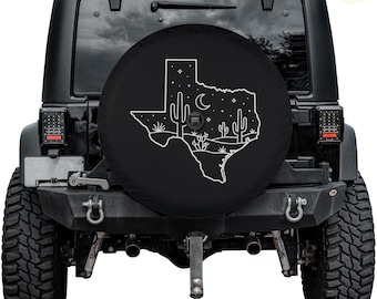 Texas Night Desert Spare Tire Cover – Waterproof UV Resistant Protector with Camera Hole