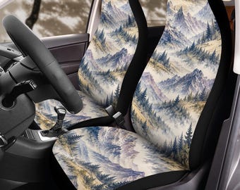 Fundas para asientos de coche Misty Mountain Wilderness (2 piezas): Juego de protectores de forro polar con estampado floral