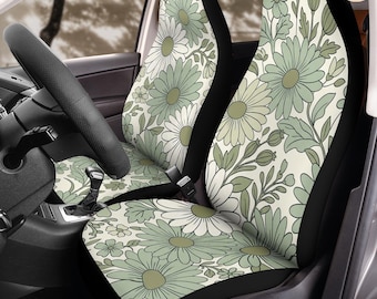 Fundas para asientos de coche Retro Bloom Harmony (2 unidades): Juego de protectores de forro polar con estampado floral.