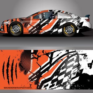 Race Car Livery Wrap Design: Titanium Blaze Editable Colors (EPS, PDF Format Digital Download