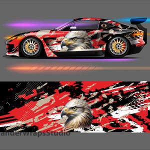 Eagle Head Race Car Wrap Design: Editable Colors (EPS, PDF File Only)