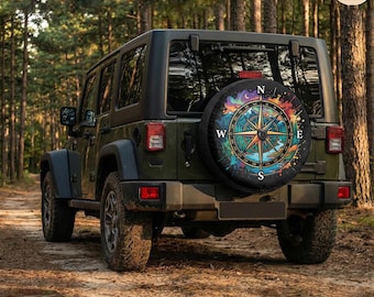 Color Splash Compass Spare Tire Cover With Camera Hole – Waterproof Protector