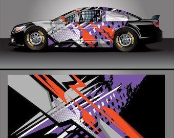 Design de envoltório de pintura de carro de corrida: cores editáveis do Drift King (EPS, formato PDF para download digital)