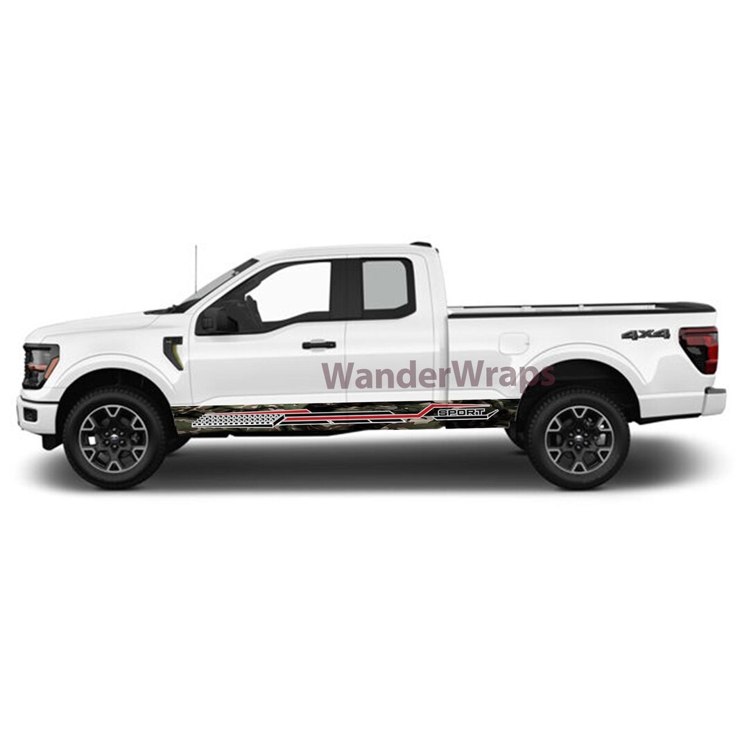 Truck Rocker Graphics Camouflage Stripe Sport Rocker Panel Graphic Decal Kit (left Right ...