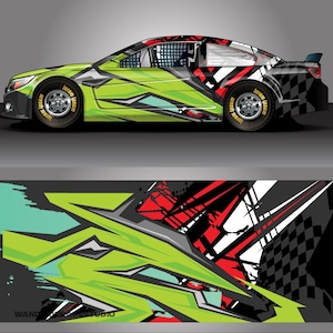 Race Car Livery Wrap Design: Speed Phantom Editable Colors (EPS, PDF Format Digital Download