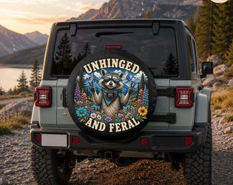 Vintage Feral Raccoon Mountain Spare Tire Cover – Waterproof Protector with Camera Hole