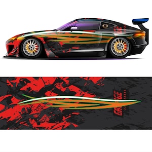 Racing Redefined Daily Race Car Livery Vehicle Wrap Design Background | Large Format Print File Only | Editable Colors (.EPS, .PDF)
