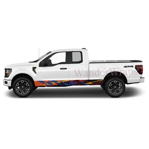 Racing BOrange Rocker Panel Graphic Decal Kit (Left Right Sides) High Quality Vinyl for Trucks & SUVs