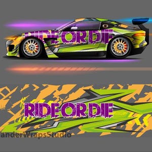 Race Car Livery Wrap Design: Editable Colors (EPS, PDF Print File Only)