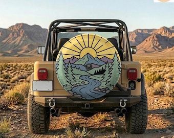 Retro Mountain River Spare Tire Cover – Retro Waterproof Protector