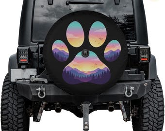 Dog Paw Sunshine Spare Tire Cover – Waterproof UV Resistant Protector with Camera Hole