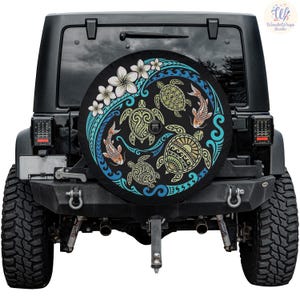 Ocean Scene with Turtles Spare Tire Cover – Waterproof UV Resistant Protector with Camera Hole