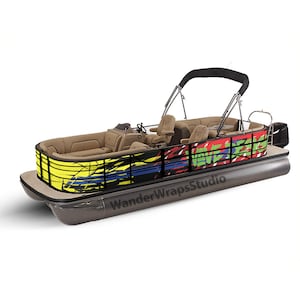 Pontoon Boat Wrap Decal: Wave Design, DIY Vinyl Graphic Kit