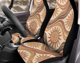 Coprisedili per auto Boho Sun (2 pezzi): set di protezioni in pile polare floreale