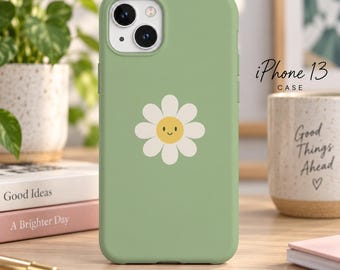 Sage Daisy Smiles iPhone Case, Phone Cover, Dual Layer Protective Case