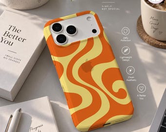 Custom Retro Abstract Waves iPhone Case, Phone Cover, Dual Layer Protective Case