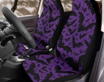 Midnight Flight Bats Car Seat Covers (2Pcs): Floral Polar Fleece Protector Set