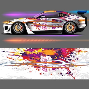 Rule The Track Race Car Livery Vehicle Wrap Design Background | Large Format Print File Only | Editable Colors (.EPS, .PDF)