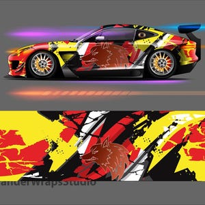 Lone Wolf Race Car Livery Design: Editable Vehicle Wrap (EPS, PDF File Only)