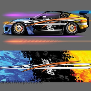 Race Win Repeat Race Car Livery Vehicle Wrap Design Background | Large Format Print File Only | Editable Colors (.EPS, .PDF)