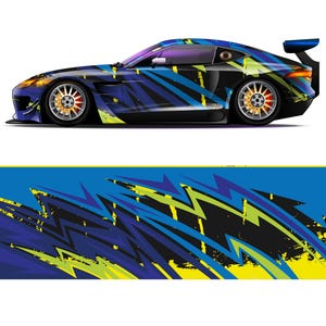 Designed for Victory Race Car Livery Vehicle Wrap Design Background | Large Format Print File Only | Editable Colors (.EPS, .PDF)