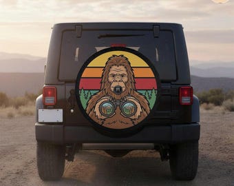 Retro Sasquatch Lookout Sunset Spare Tire Cover – Retro Waterproof Protector