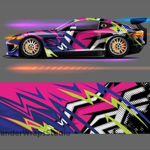 Race Car Livery Wrap Design: Thunderstrike Editable Colors (EPS, PDF Format Digital Download