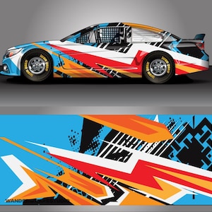Wrapontwerp raceauto-livery: bewerkbare Sonic Edge-kleuren (EPS, pdf-indeling, digitale download)