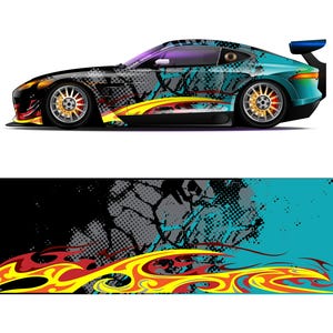 Race Car Livery | Vehicle Wrap Design Background | Large Format Print File Only | Editable Colors (.EPS, .PDF)