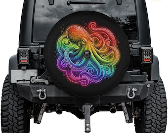 Rainbow Optobus Spare Tire Cover – Waterproof UV Resistant Protector with Camera Hole