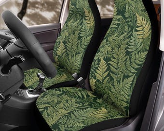 Forest Fern Botanical Car Seat Covers (2Pcs): Floral Polar Fleece Protector Set