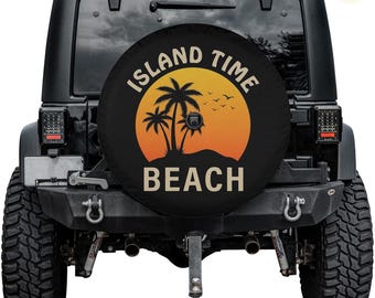 Island Beach Spare Tire Cover – Waterproof UV Resistant Protector with Camera Hole