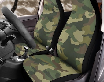 Classic Woodland Camouflage Car Seat Covers (2Pcs): Floral Polar Fleece Protector Set