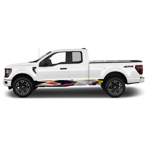 Orange Blue Pattern Rocker Panel Graphic Decal Kit for Trucks & SUVs