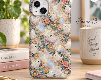 Pearlescent Ghost Garden Faux Glass iPhone Case, Phone Cover, Dual Layer Protective Case